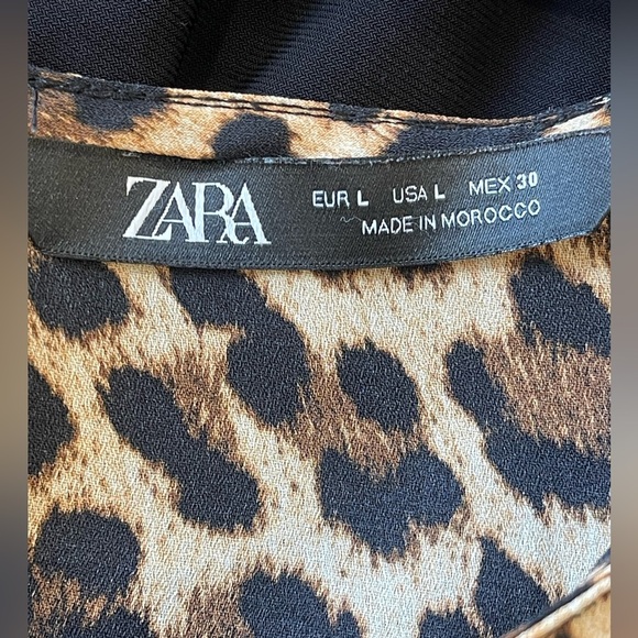 Zara Sheer Chiffon Leopard Print Top Tshirt Animal Print Size L - Picture 3 of 4
